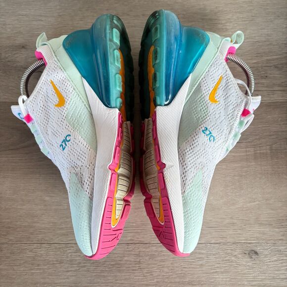 Nike Air Max 270 Shoes Womens Size 9 White Teal Pink Running CJ0568-100 - Picture 3 of 7
